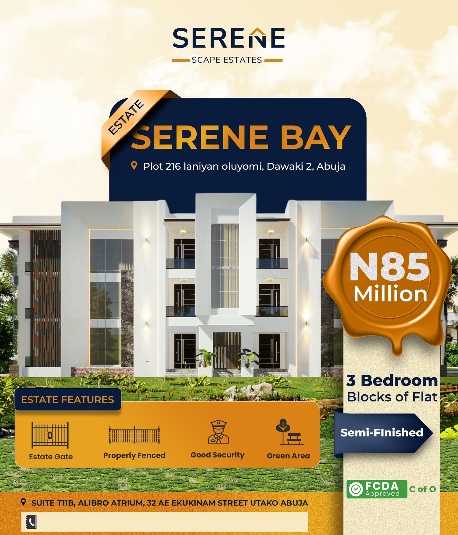 Flier for Serene Bay Estate, Abuja